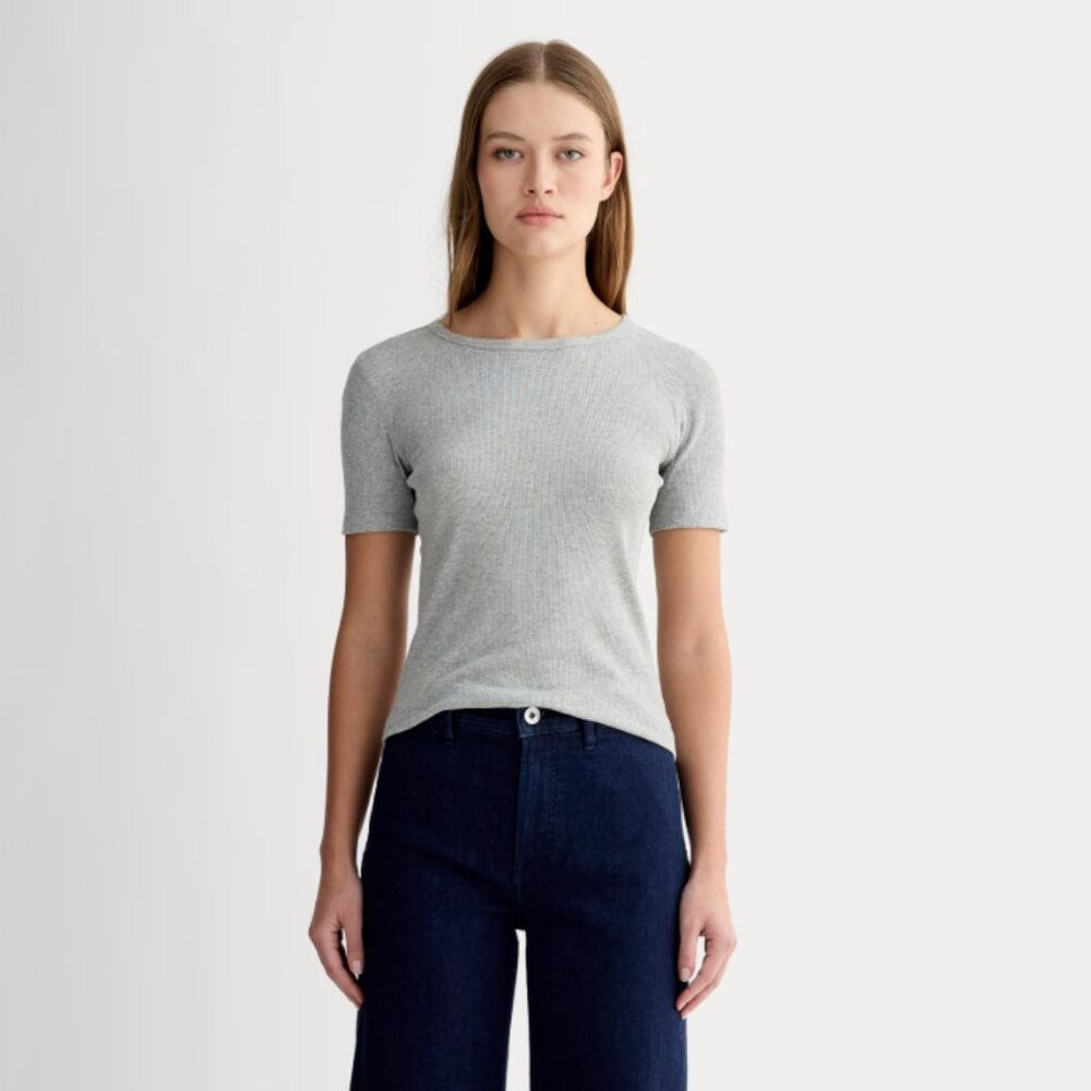 Everlane Luxe Rib Crew, size small, in heathered gray